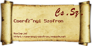 Cserényi Szofron névjegykártya